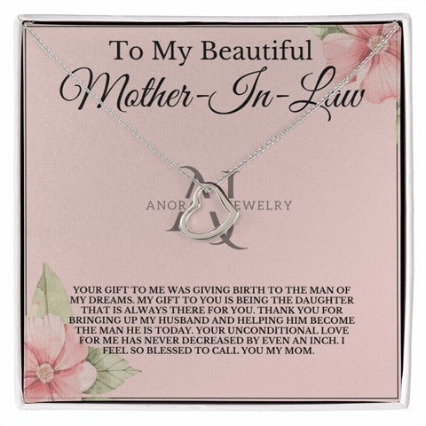 To My Beautiful Mother-In-Law - Gold Heart Pendant Necklace