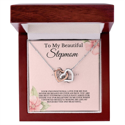 To My Beautiful Stepmom - Interlocking Heart Necklace