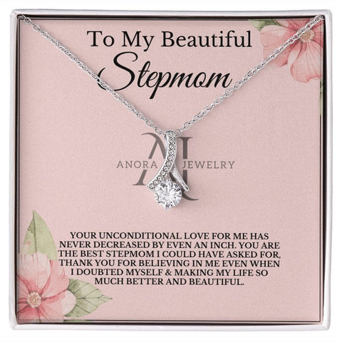 To My Beautiful Stepmom - Petite Ribbon Necklace