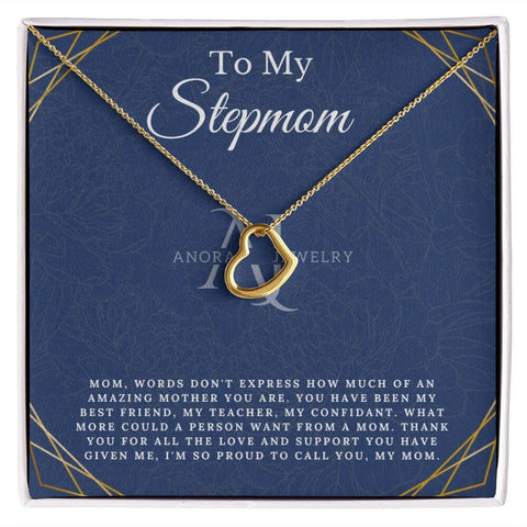 To My Stepmom - Gold Heart Pendant Necklace