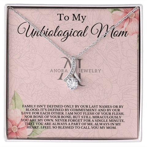 To My Unbiological Mom - Petite Ribbon Necklace