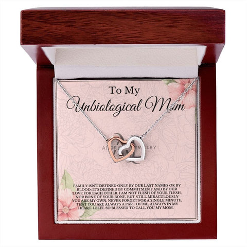 To My Unbiological Mom - Interlocking Heart Necklace