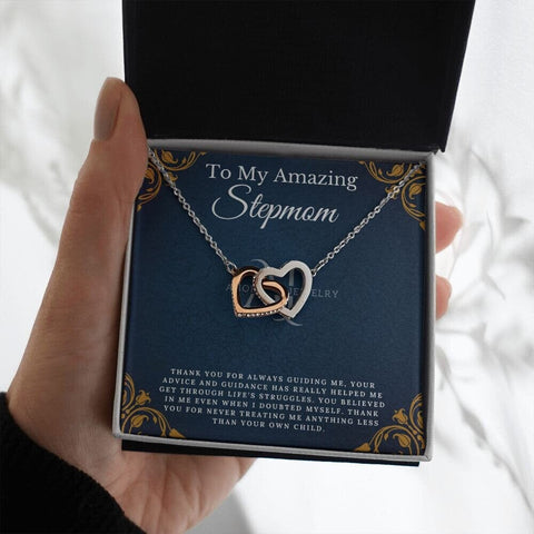 To My Amazing Stepmom - Interlocking Heart Necklace