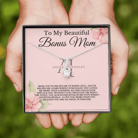 To My Beautiful Bonus Mom - Petite Ribbon Necklace
