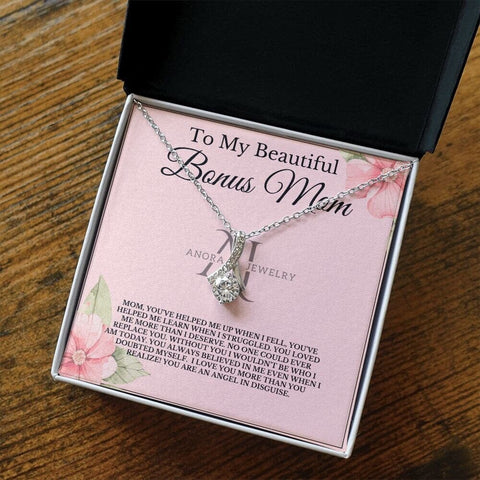 To My Beautiful Bonus Mom - Petite Ribbon Necklace
