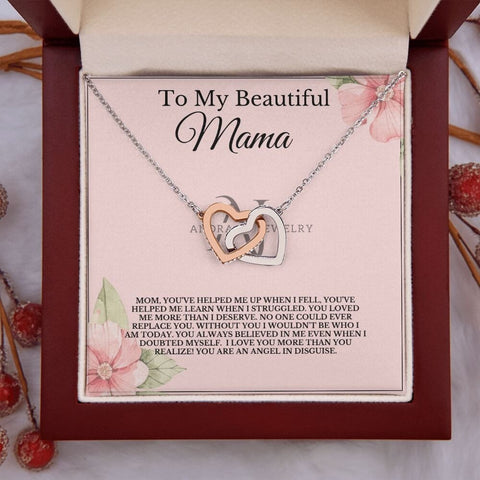 To My Beautiful Mama - Interlocking Heart Necklace Necklace