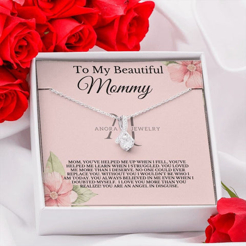 To My Beautiful Mommy - Petite Ribbon Necklace