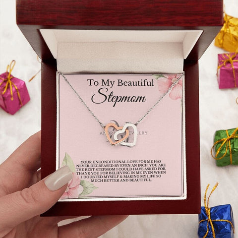 To My Beautiful Stepmom - Interlocking Heart Necklace