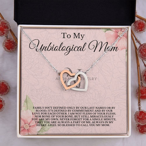 To My Unbiological Mom - Interlocking Heart Necklace