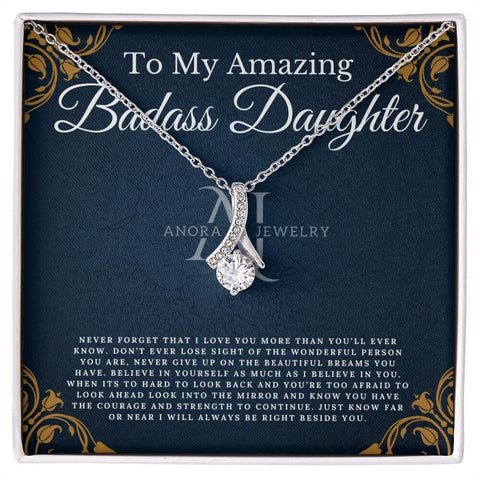 To My Amazing Badass Daughter - Petite Ribbon Necklace