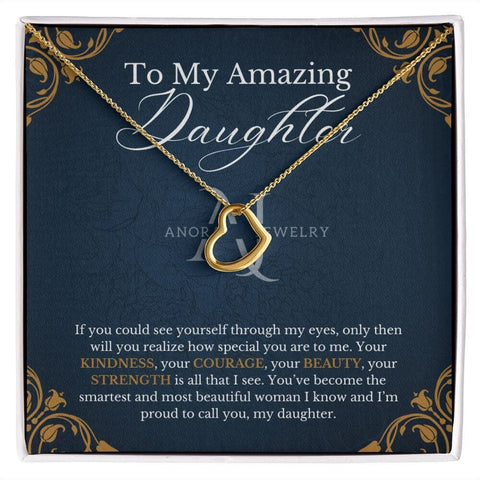 To My Amazing Daughter - Gold Heart Pendant Necklace