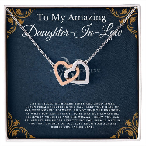 To My Amazing Daughter-In-Law - Interlocking Heart Necklace