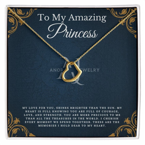 To My Amazing Princess - Gold Heart Pendant Necklace