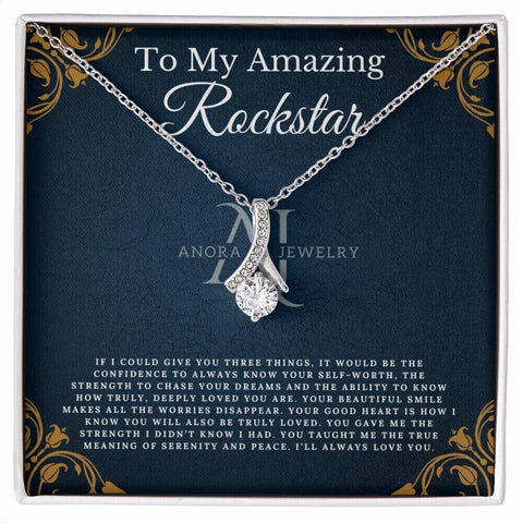 To My Amazing Rockstar - Daughter Necklace - Petite Ribbon Necklace