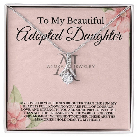 To My Beautiful Adopted Daughter - Petite Ribbon Necklace