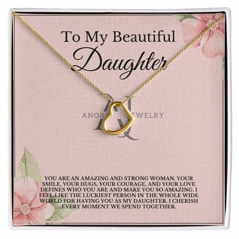 To My Beautiful Daughter - Gold Heart Pendant Necklace