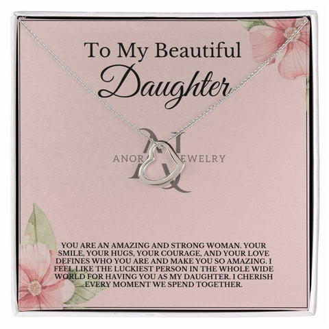 To My Beautiful Daughter - Gold Heart Pendant Necklace
