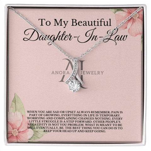 To My Beautiful Daughter-In-Law - Petite Ribbon Necklace