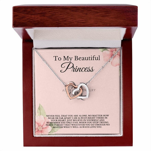 To My Beautiful Princess - Interlocking Hearts Necklace