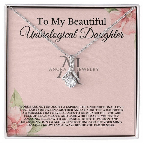 To My Beautiful Unbiological Daughter - Petite Ribbon Necklace