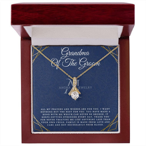 Grandmother Of The Groom - Eternal Elegance Ribbon Pendant Necklace