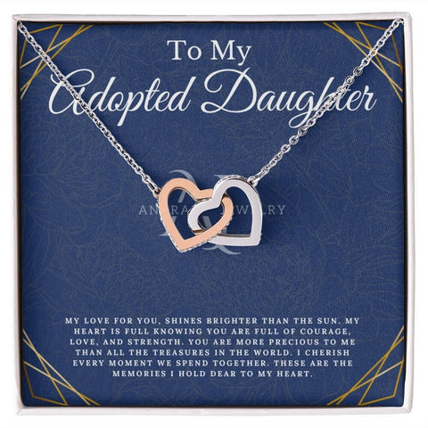 To My Adopted Daughter - Interlocking Heart Necklace