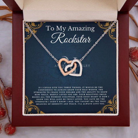 To My Amazing Rockstar - Interlocking Heart Necklace