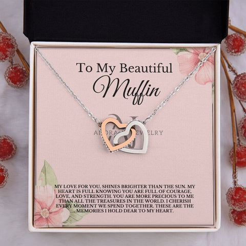 To My Beautiful Muffin -  Interlocking Hearts Necklace