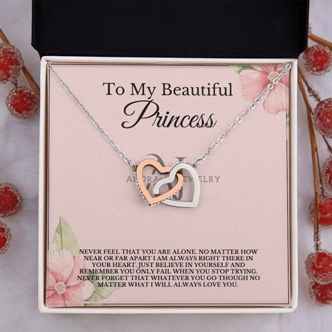 To My Beautiful Princess - Interlocking Hearts Necklace