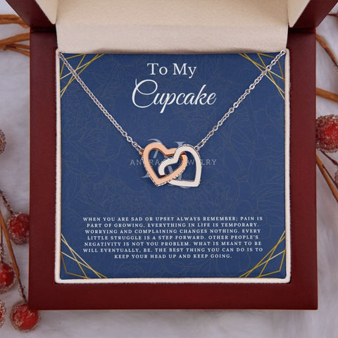 To My Cupcake - Interlocking Heart Necklace