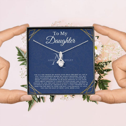To My Daughter - From Mom & Dad - Petite Ribbon Necklace