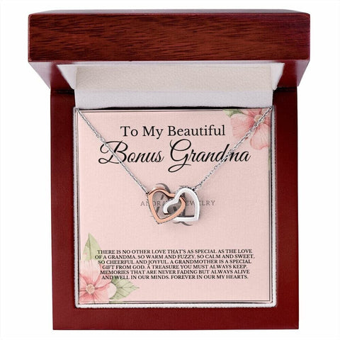 To My Beautiful Bonus Grandma - Interlocking Heart Necklace