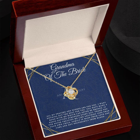 Grandmother Of The Bride - 14K Gold Love Knot Necklace