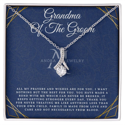 Grandmother Of The Groom - Eternal Elegance Ribbon Pendant Necklace